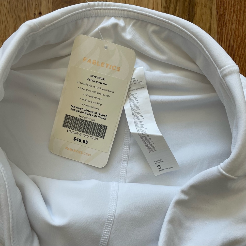 NWT Fabletics Skye Skort Tennis Skirt White Size S - Picture 7 of 8